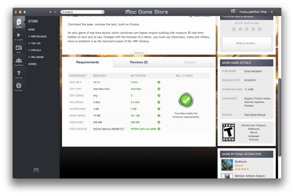 Porovnání systémových požadavků a konfigurace vašeho Maca